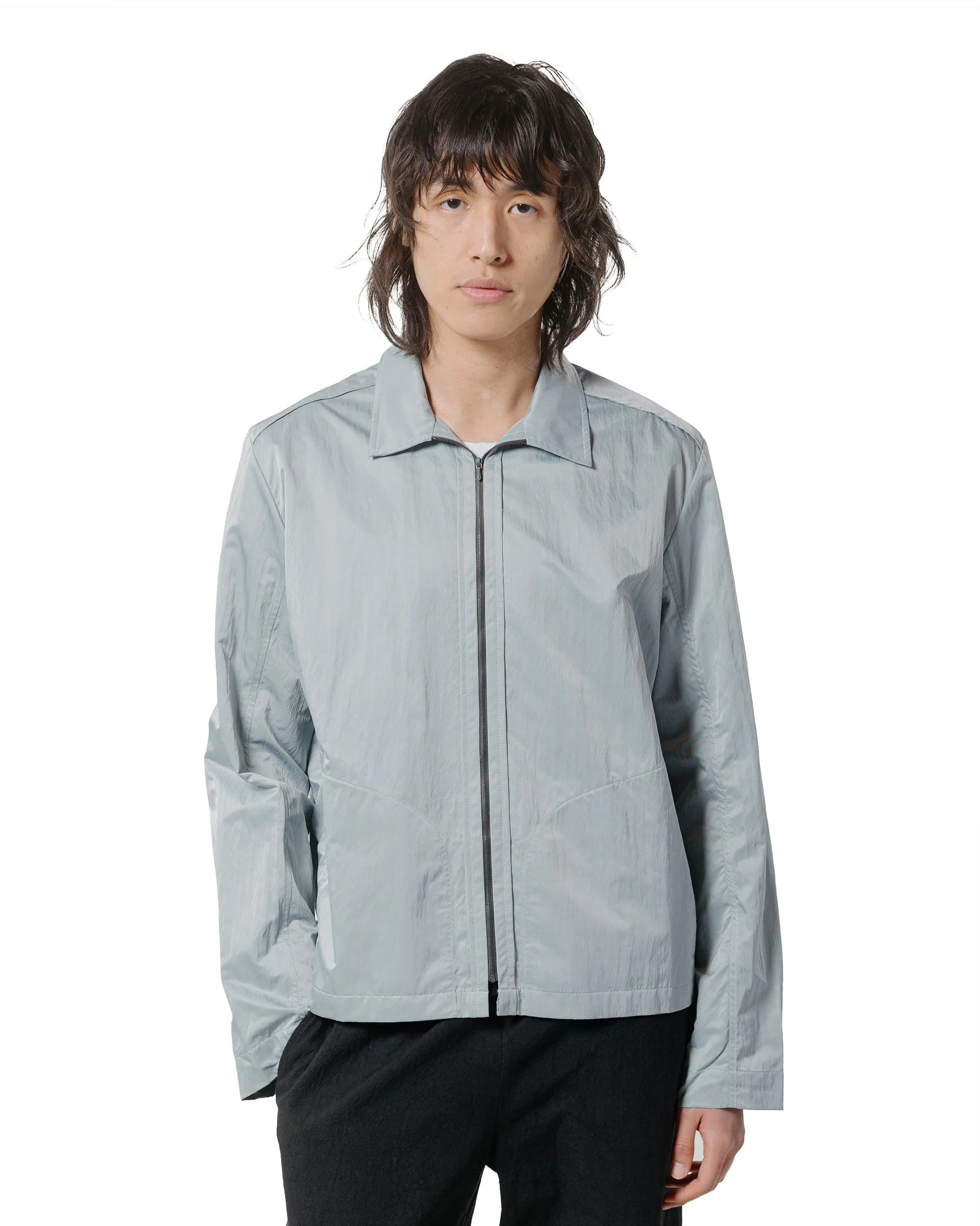 All-Ages Fit Minimalist Aesthetic Wanze Zip Blouson Nylon Poly Silver Blue