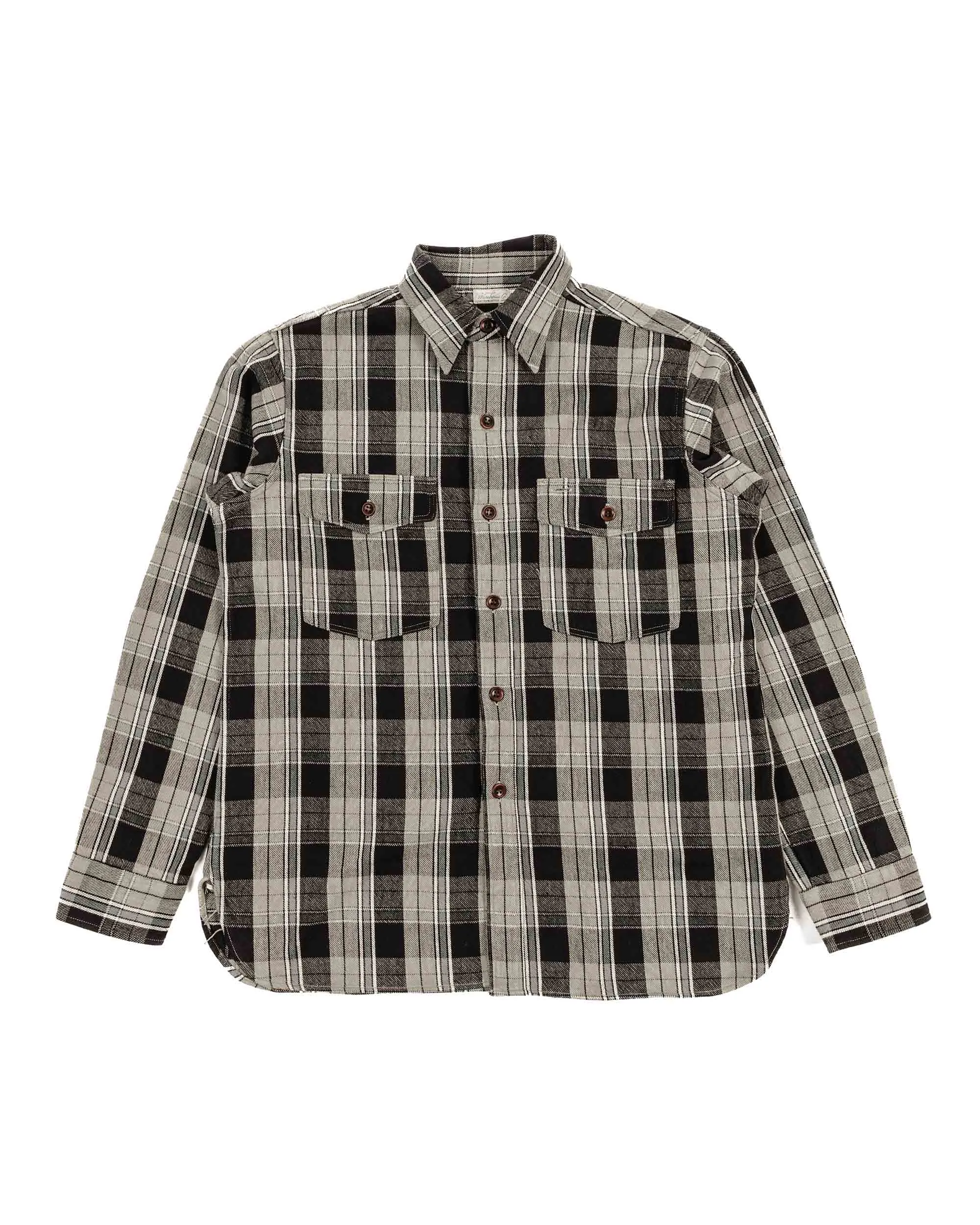 Warehouse Lot. 3022 Flannel Shirt With Chinstrap G Pattern Grey (One Wash) Cooling Core Technology