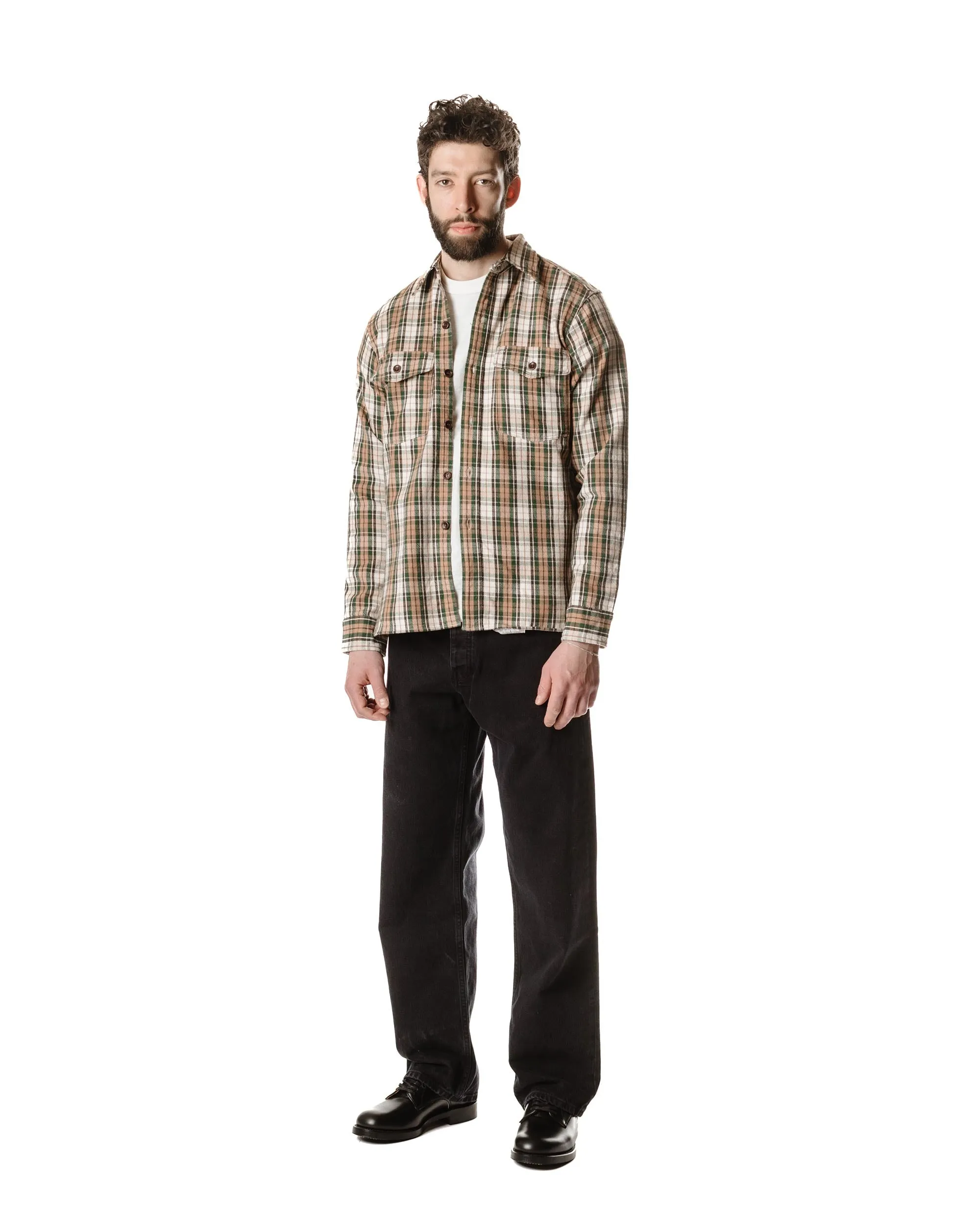 Warehouse Lot. 3022 Flannel Shirt With Chinstrap H Pattern Salmon (One Wash) Yoke Design Classic Design