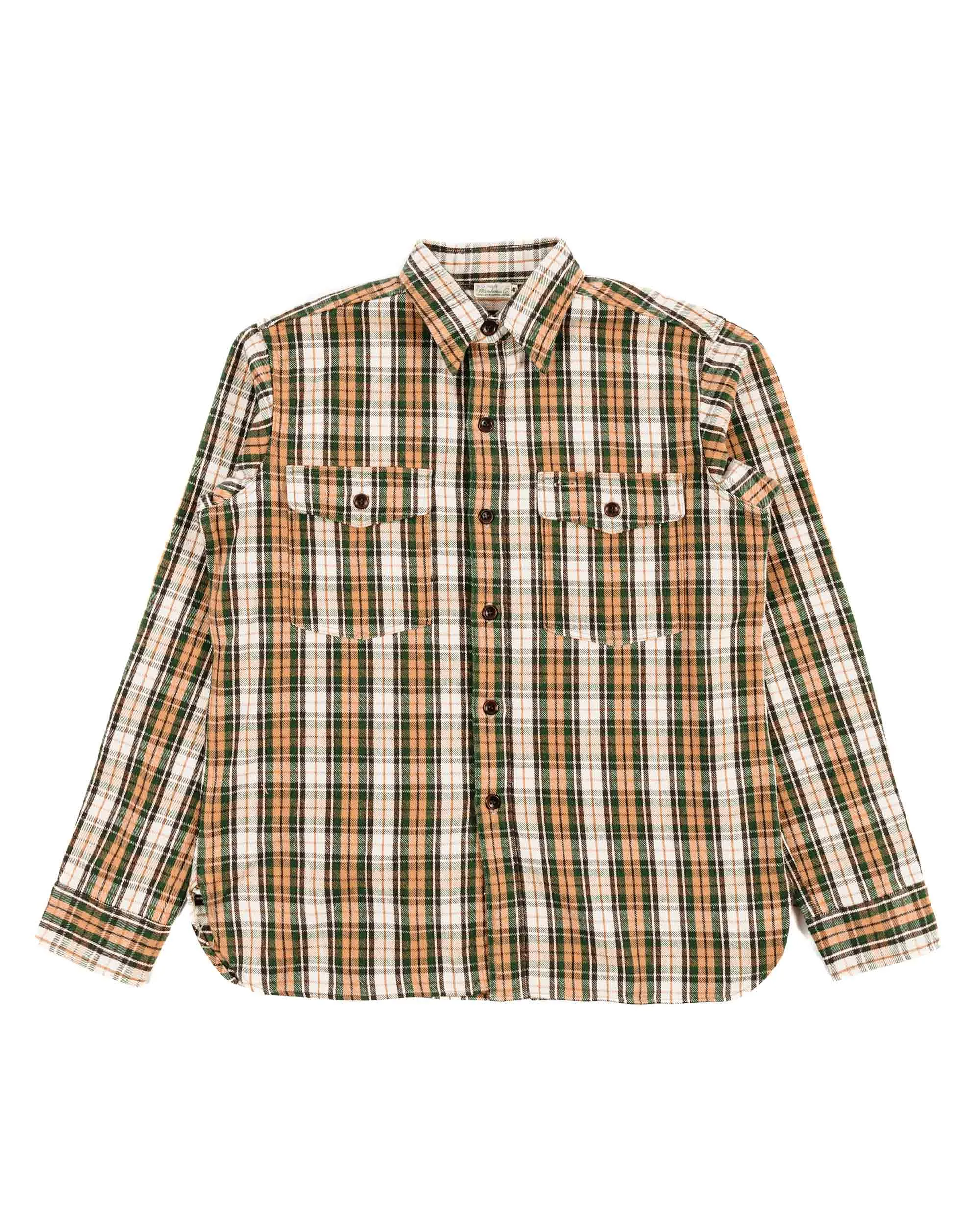 Warehouse Lot. 3022 Flannel Shirt With Chinstrap H Pattern Salmon (One Wash) Must-Have Item