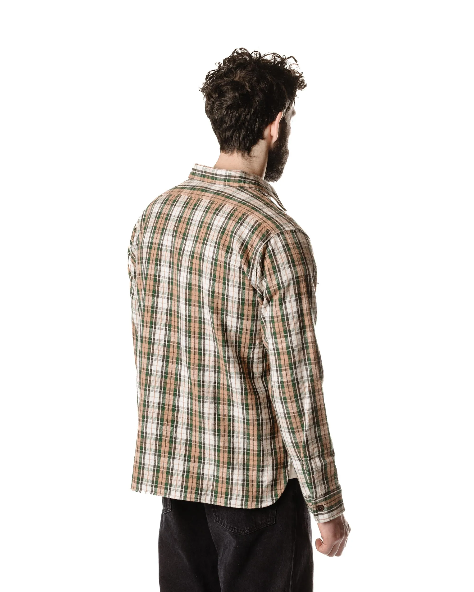 Seamless Sides Warehouse Lot. 3022 Flannel Shirt With Chinstrap H Pattern Salmon (One Wash)