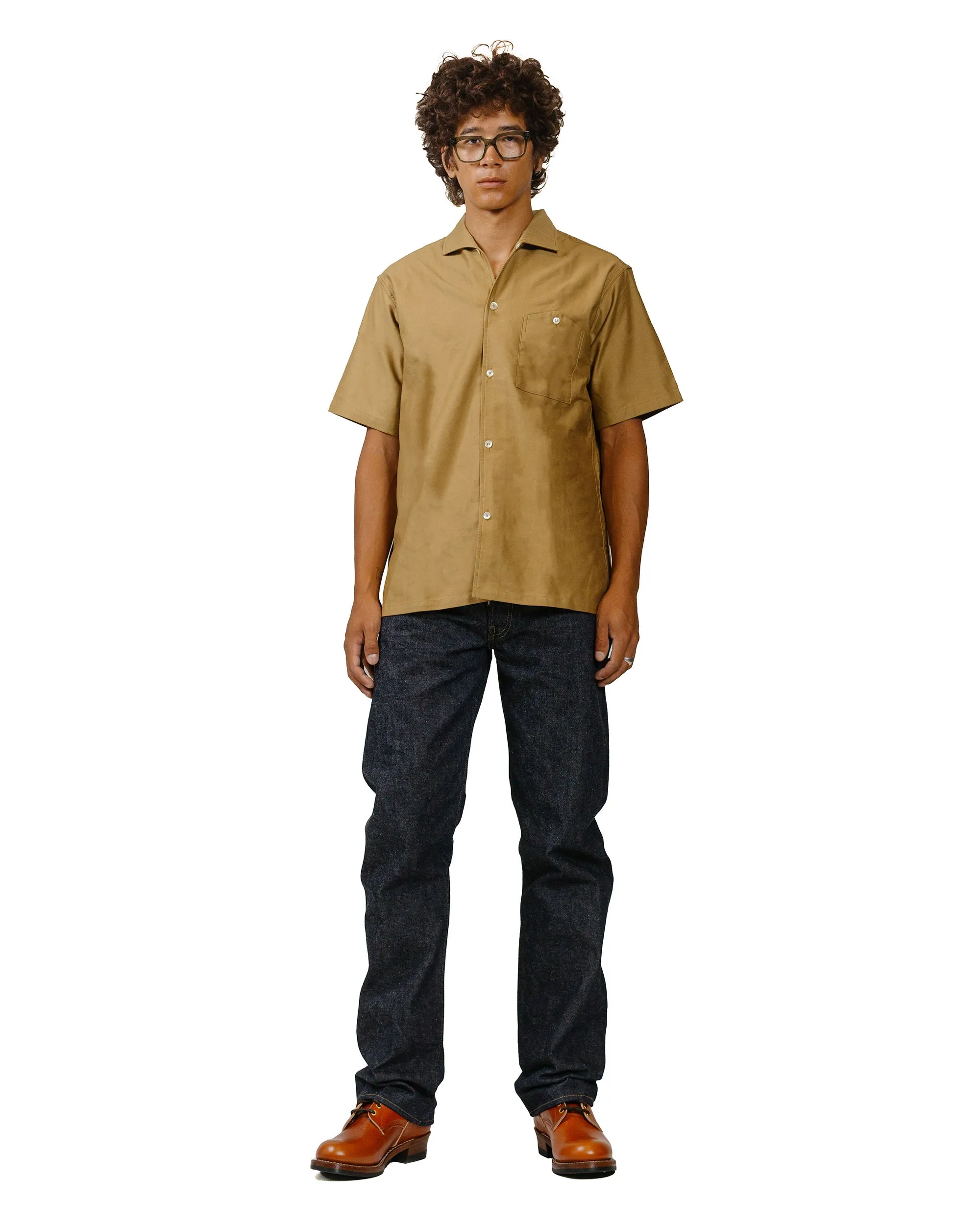 Warehouse Lot. 3091 S/S Open Collar Shirts Camel Weekend Adventure