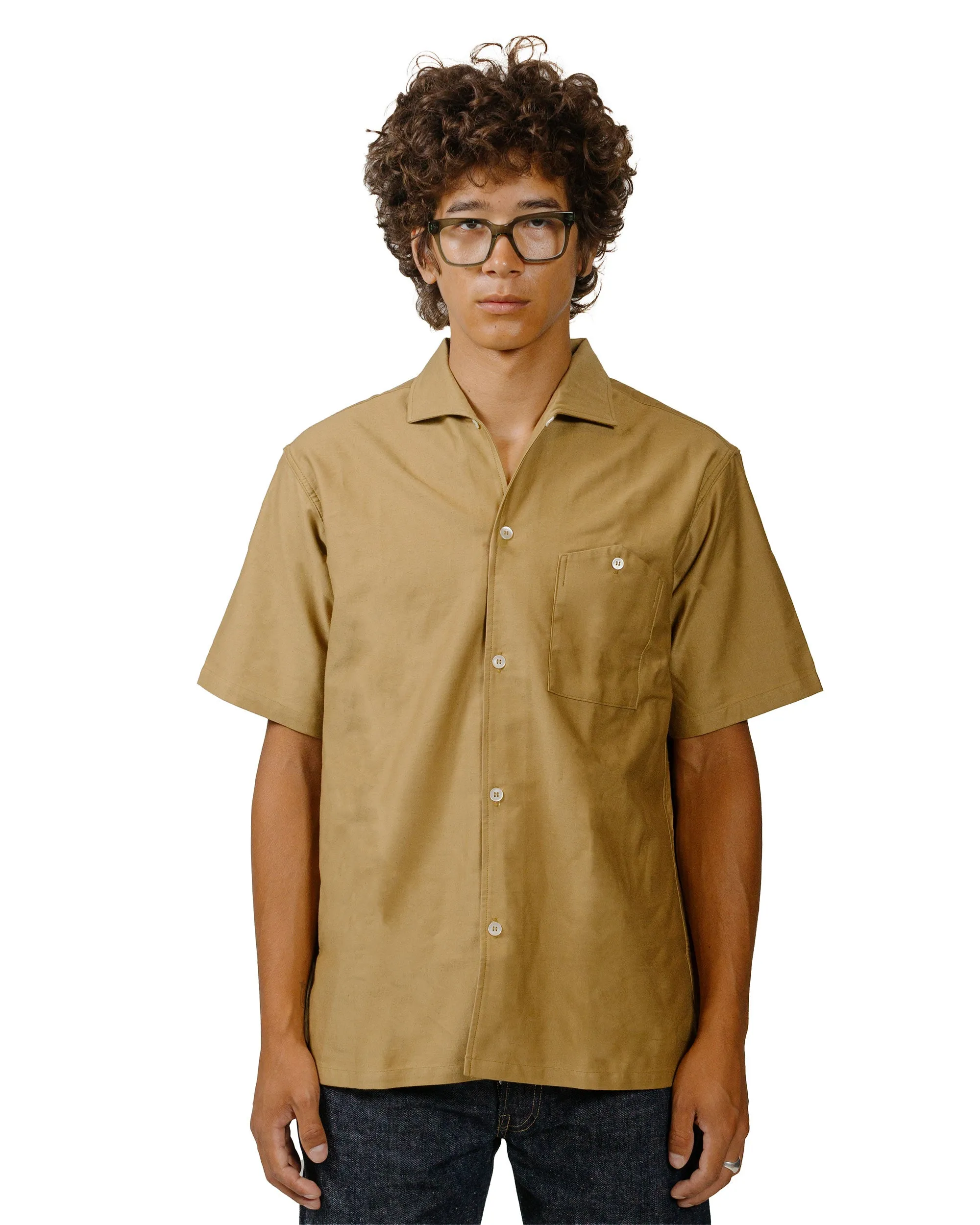 Warehouse Lot. 3091 S/S Open Collar Shirts Camel Dynamic Design