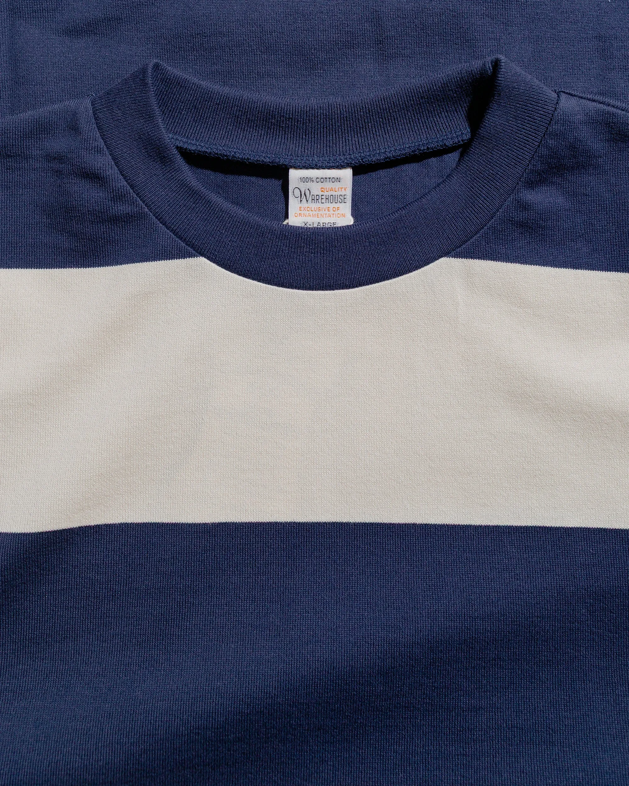 Warehouse Lot. 4108 S/S 4in Border T Navy/Kinari Comfortable Wear