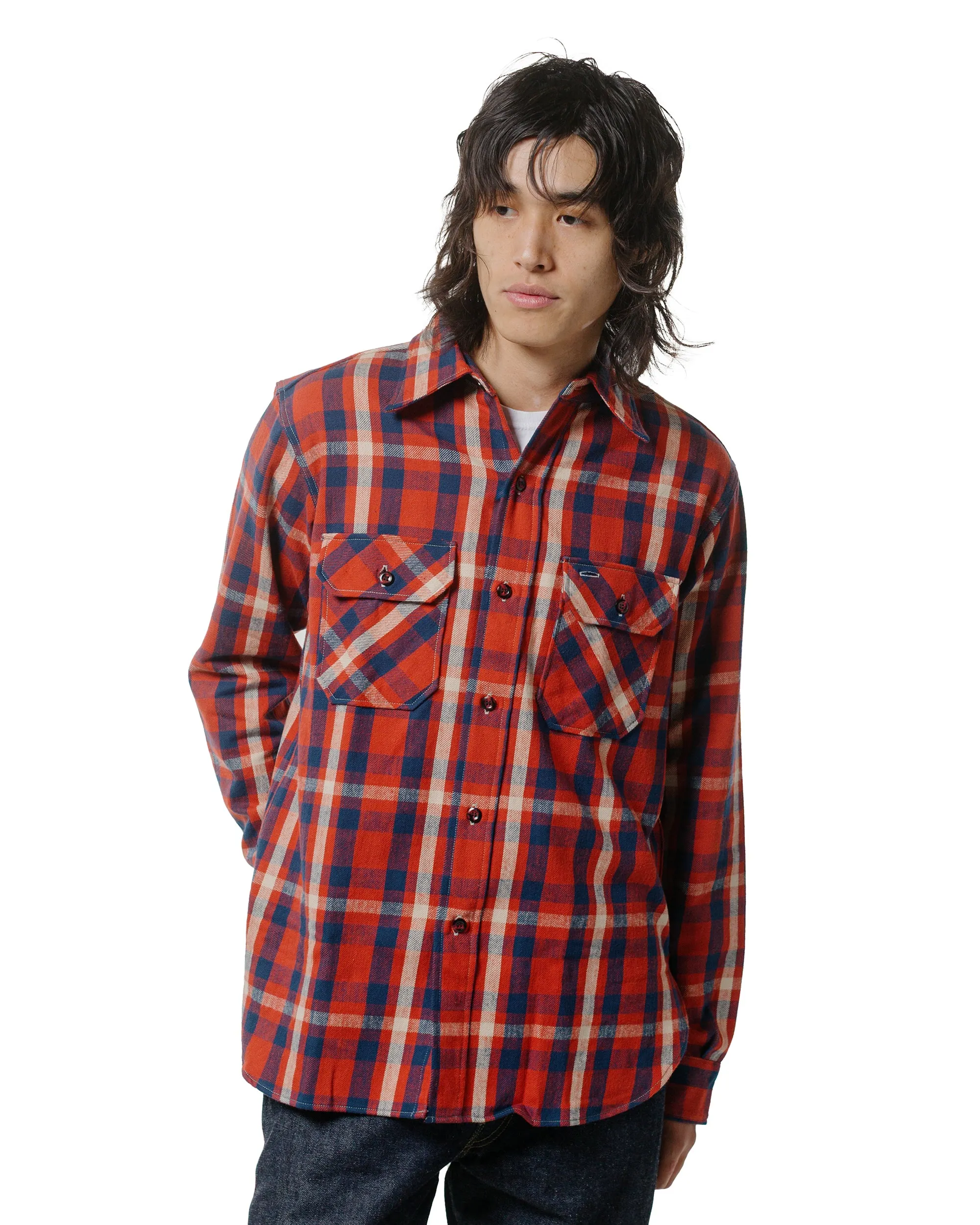 Fade Resistant Formula Shimmer Effect Warehouse Lot. JG-06-2 The Ancient Flannel (The Rounded Pockets) B Pattern Red/Navy