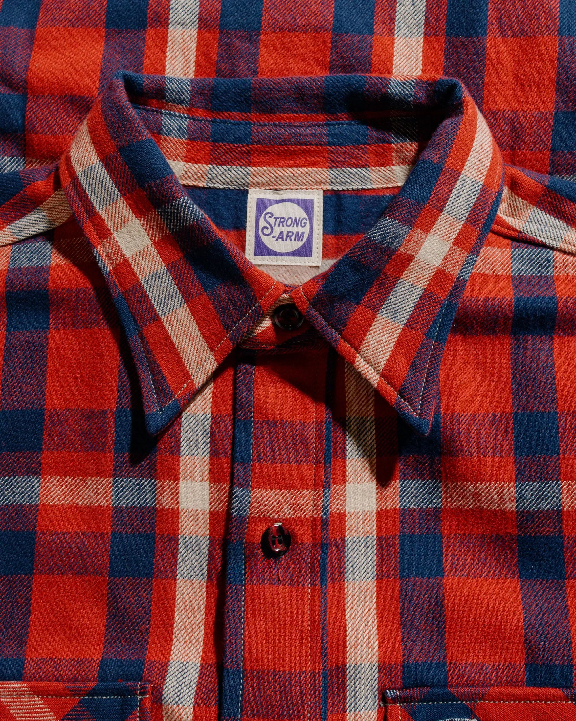 Warm Layers Abstract art Warehouse Lot. JG-06-2 The Ancient Flannel (The Rounded Pockets) B Pattern Red/Navy