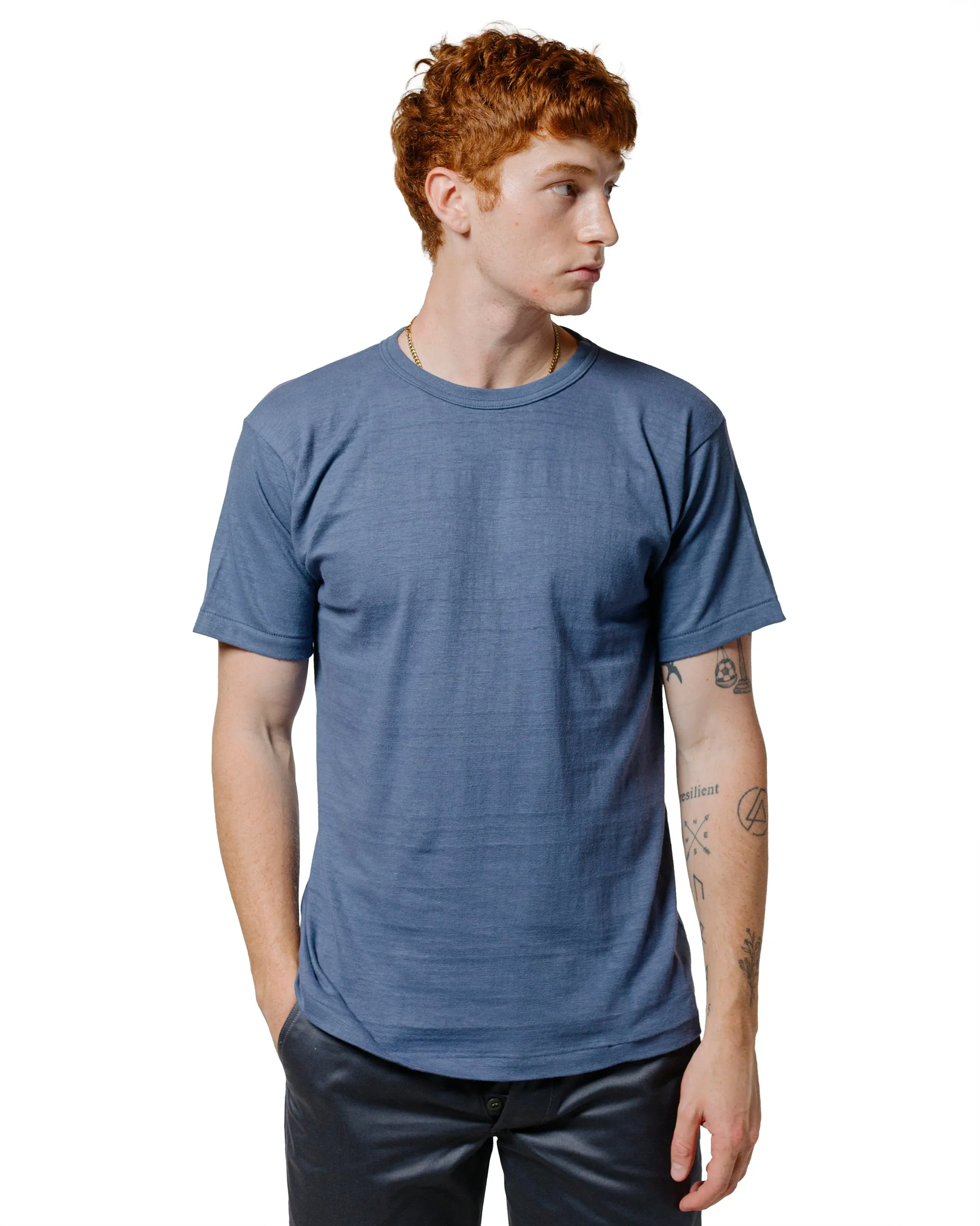 Warehouse Lot. JG-CS06 Standard T-Shirt Faded Blue Layered Style Low Impact Processing