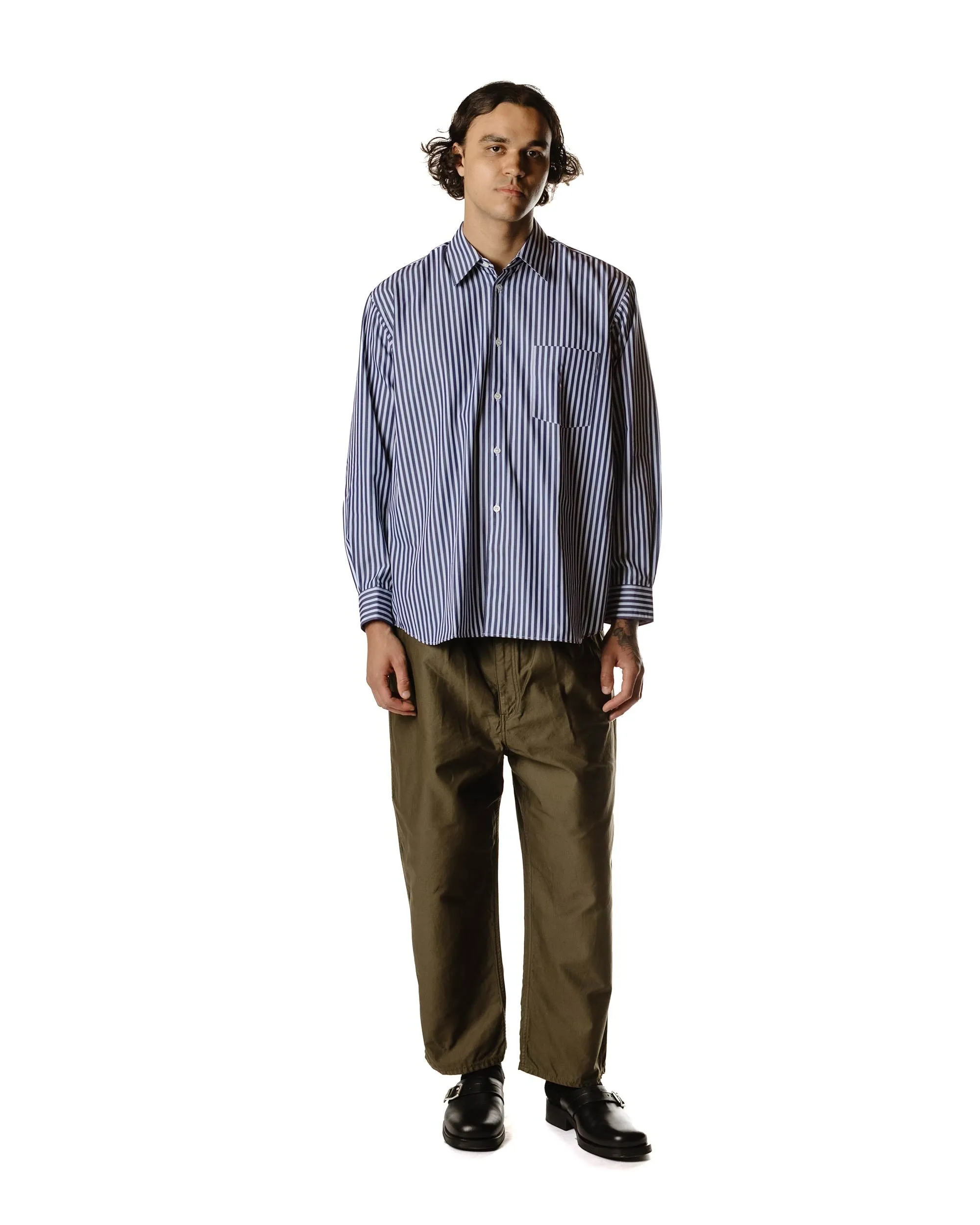 Zip Front Comme des Gar?ons SHIRT Wide Classic Big Collar Shirt Stripe 3