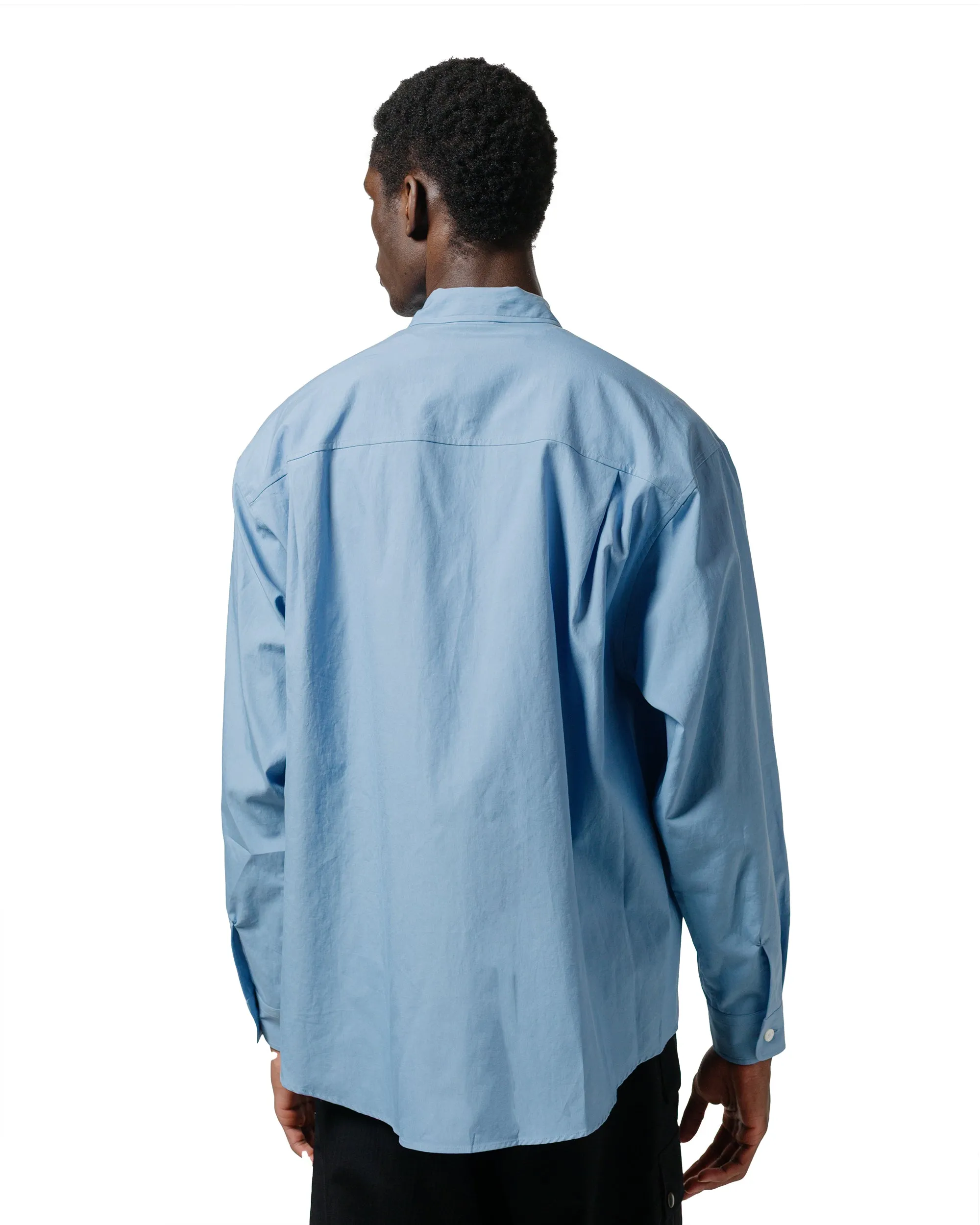 Auralee Washed Finx Twill Big Shirt Blue Current Style Lightweight Layers