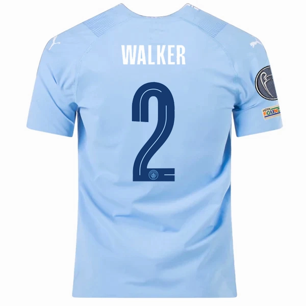 Vapor Transfer Fabric Thermal Regulation System Puma Manchester City Authentic Kyle Walker Home Jersey w/ Champions League   Club World Cup Patches 23/24 (Team Light Blue/Puma White)