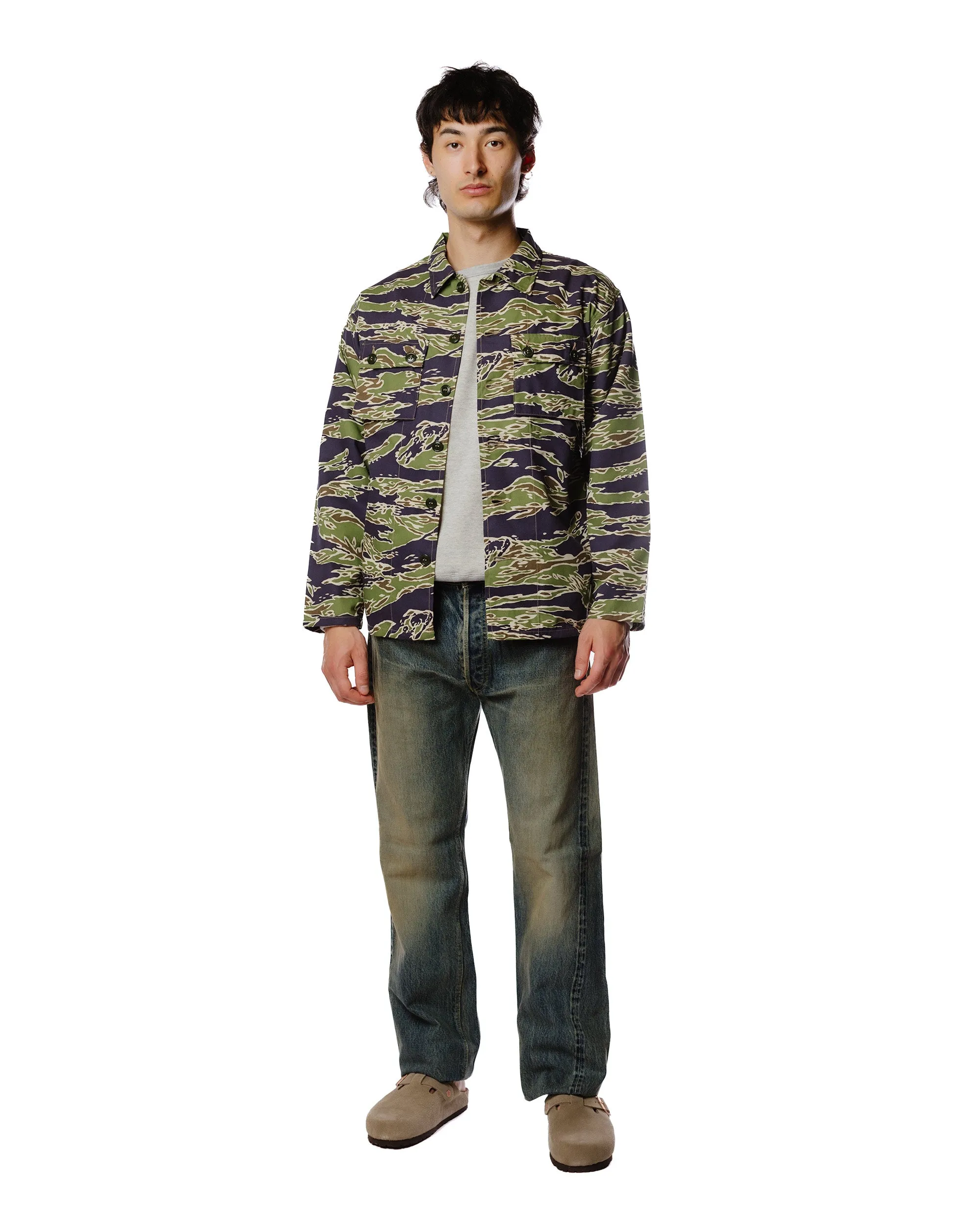 The Real McCoy's MS23002 Tiger Camouflage Shirt / Late War Green Designer Look