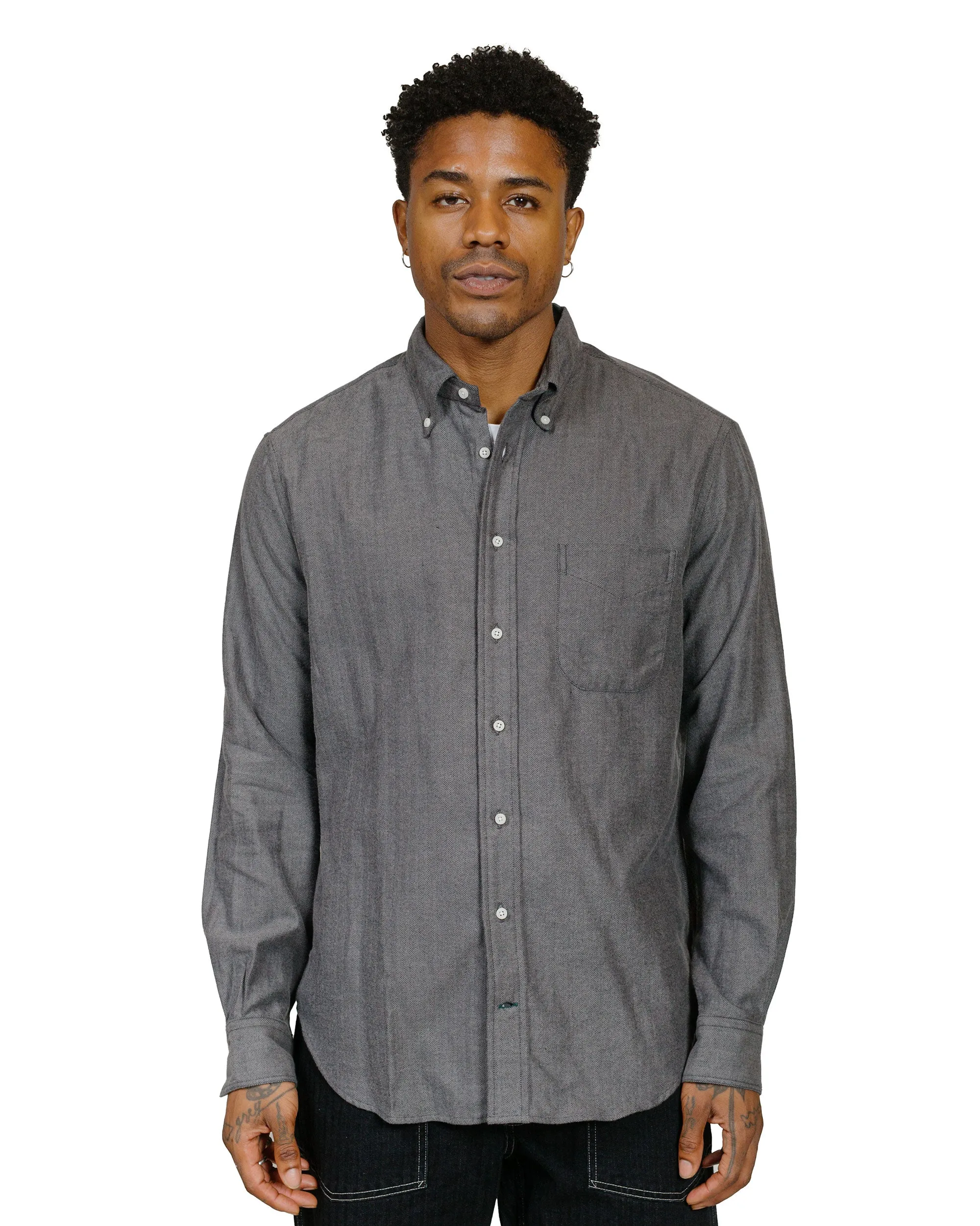 Non-Iron wrinkle free Gitman Vintage Bros. Grey Shetland Flannel Shirt