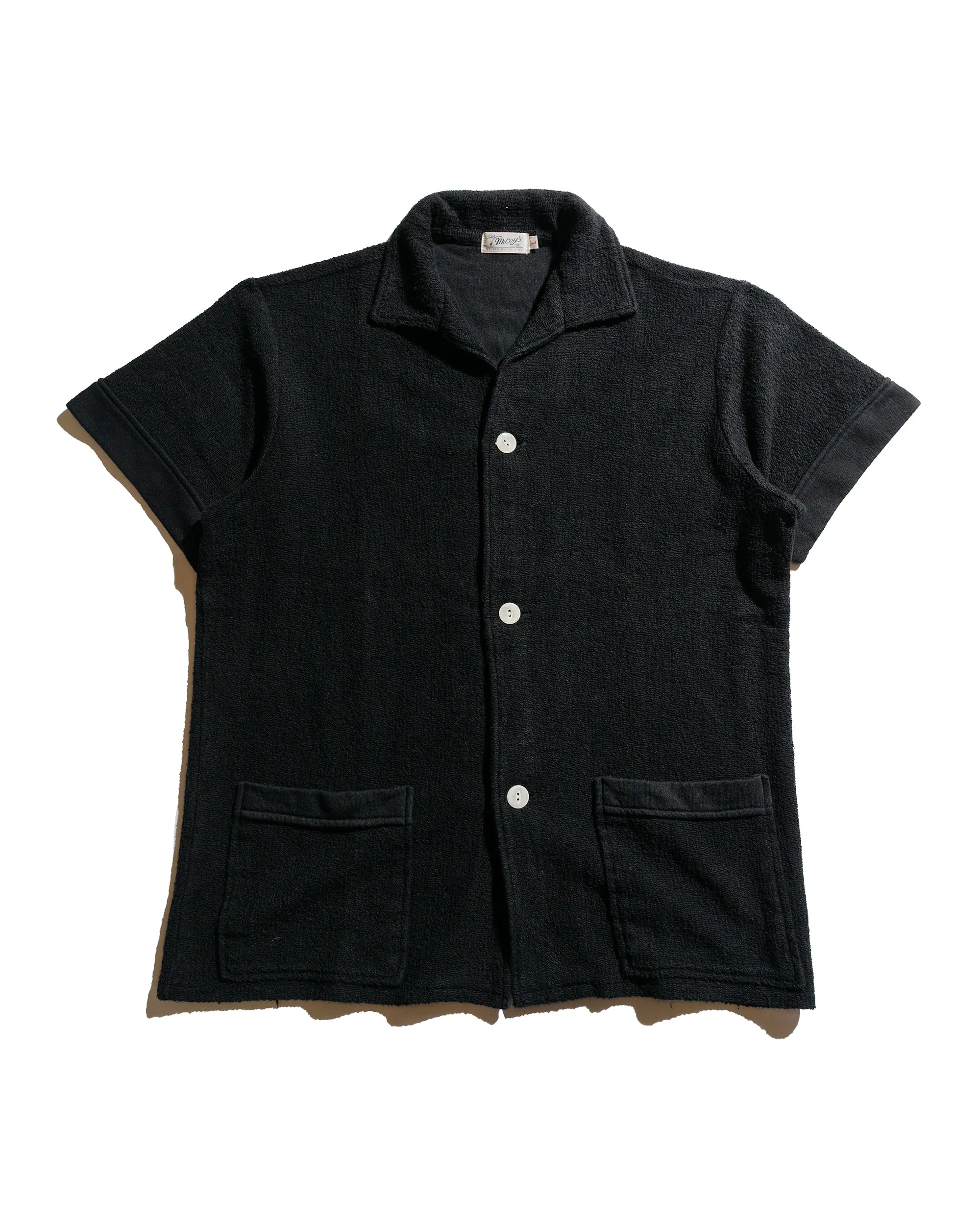 The Real McCoy's MC25001 Cotton Pile Beach Shirt Black Sustainable Dye Process Winter Layering