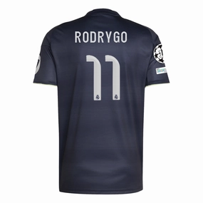 adidas Rodrygo Real Madrid 25/26 Away Jersey w/ Champions League Patches (Legend Ink) 3D Knit Texture