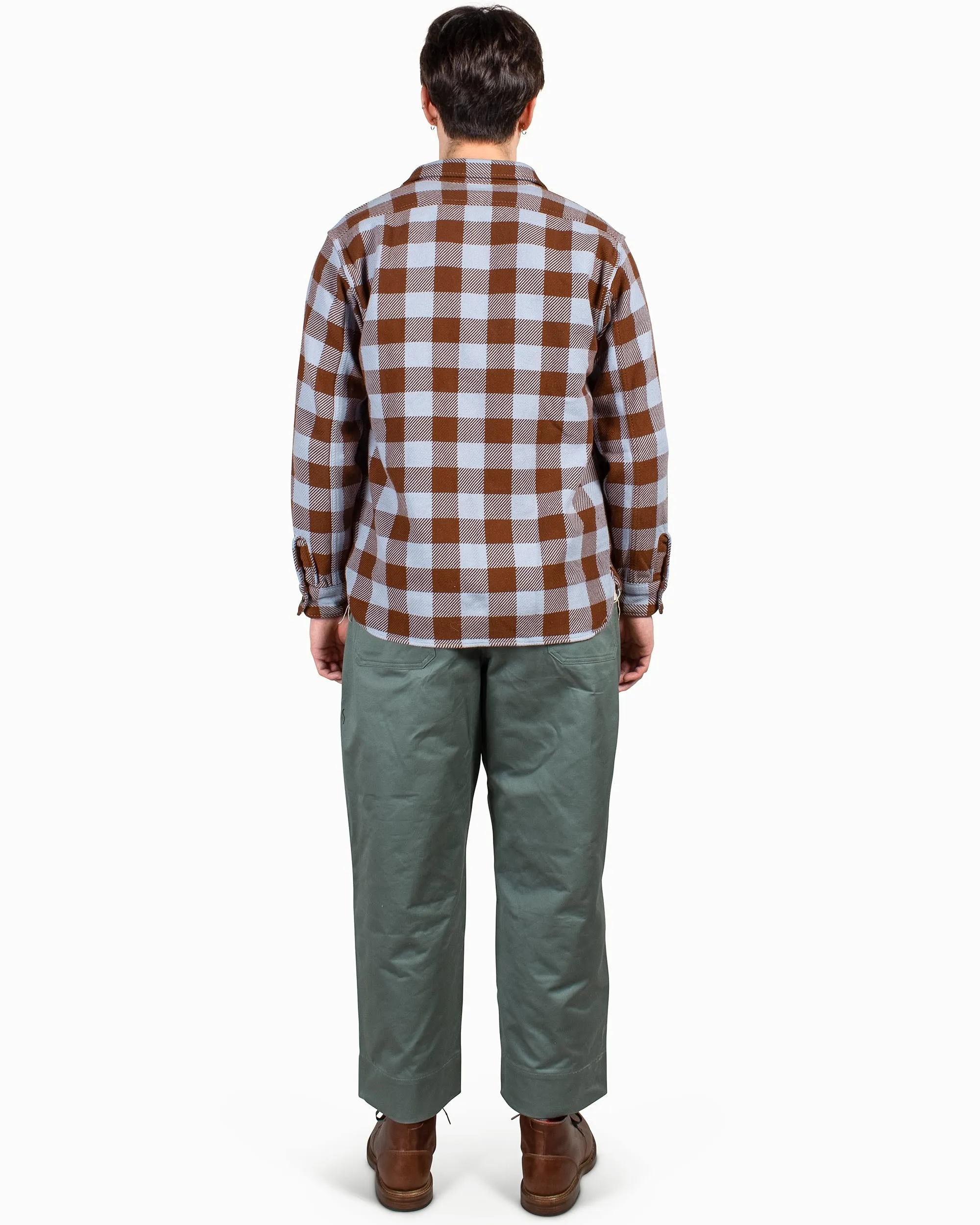Creative Professional The Real McCoy's MS22104 8HU Buffalo Check Flannel Shirt Saxe/Brown