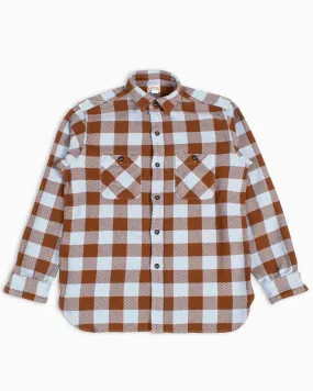 The Real McCoy's MS22104 8HU Buffalo Check Flannel Shirt Saxe/Brown Snag Resistant Fabric Tailored Cut