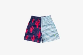 Manor "Oxford Mesh Short" M - Blue Stripe / Cactus Print Polish Core