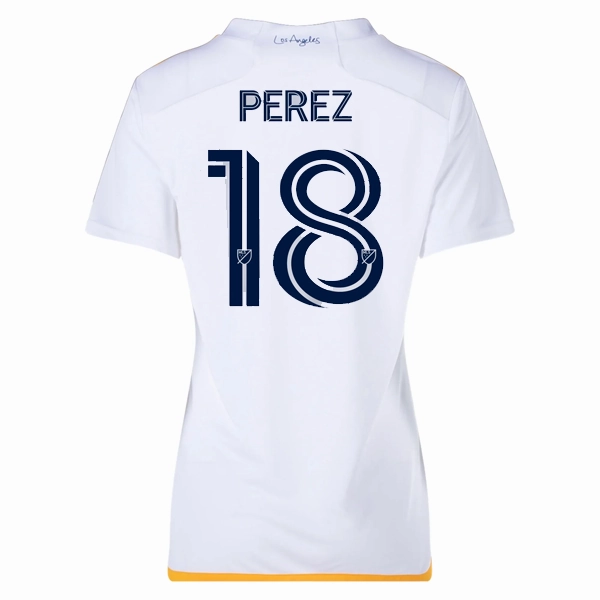adidas Womens LA Galaxy Jonathan Perez Home Jersey 24/25 (White/Yellow/Navy) Simple Layer Perfect Motion