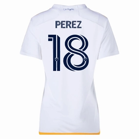 adidas Womens LA Galaxy Jonathan Perez Home Jersey 24/25 (White/Yellow/Navy) Stretch Knit Technology