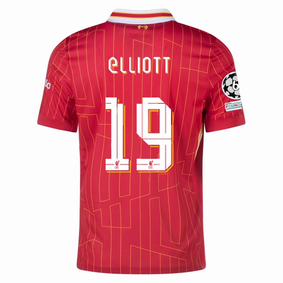 Nike Liverpool Harvey Elliott Home Jersey w/ Champions League Patches 24/25 (Gym Red/Chrome Yellow) Motion Design