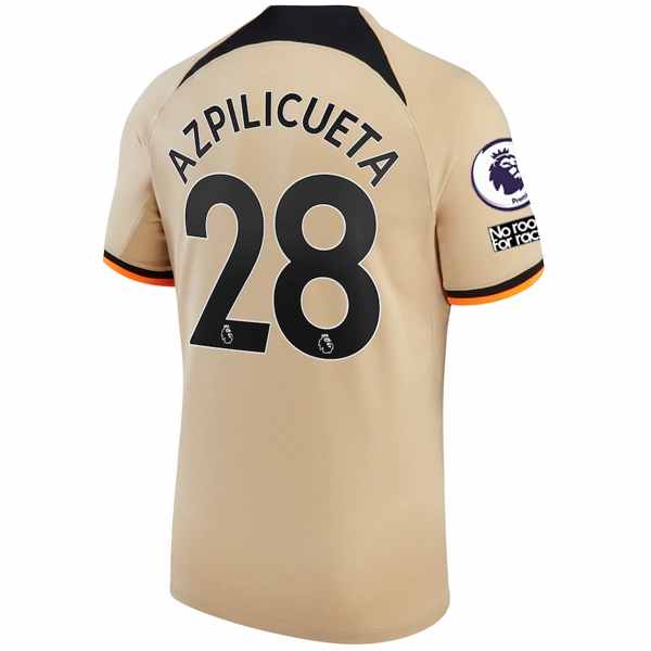 Nike Chelsea Azpilicueta Third Jersey w/ EPL   No Room For Racism   Club World Cup Patches 22/23 (Sesame/Black) Cooling Core Technology