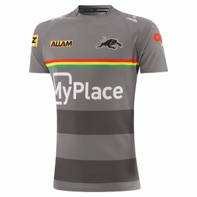 Men's NRL Penrith Panthers 2025 Grey Training T-Shirt Microfiber Performance Blend