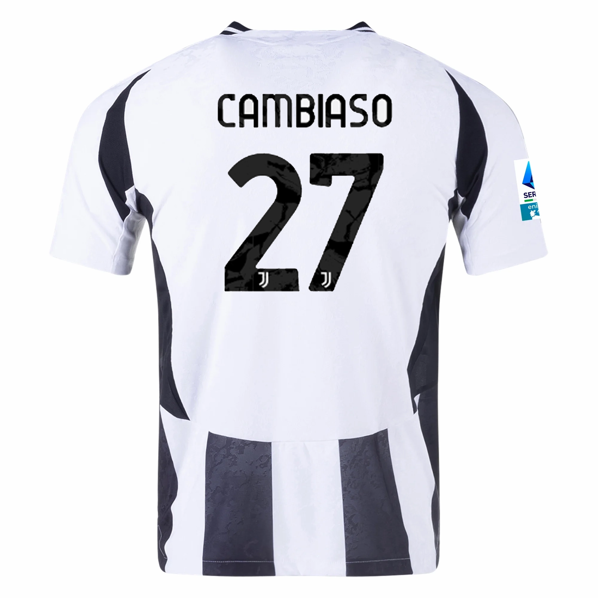 adidas Juventus Authentic Andrea Cambiaso Home Jersey w/ Serie A Patch 24/25 (White/Black) Non Slip Collar