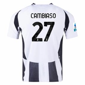 Thermal Barrier Interlock adidas Juventus Authentic Andrea Cambiaso Home Jersey w/ Serie A Patch 24/25 (White/Black)