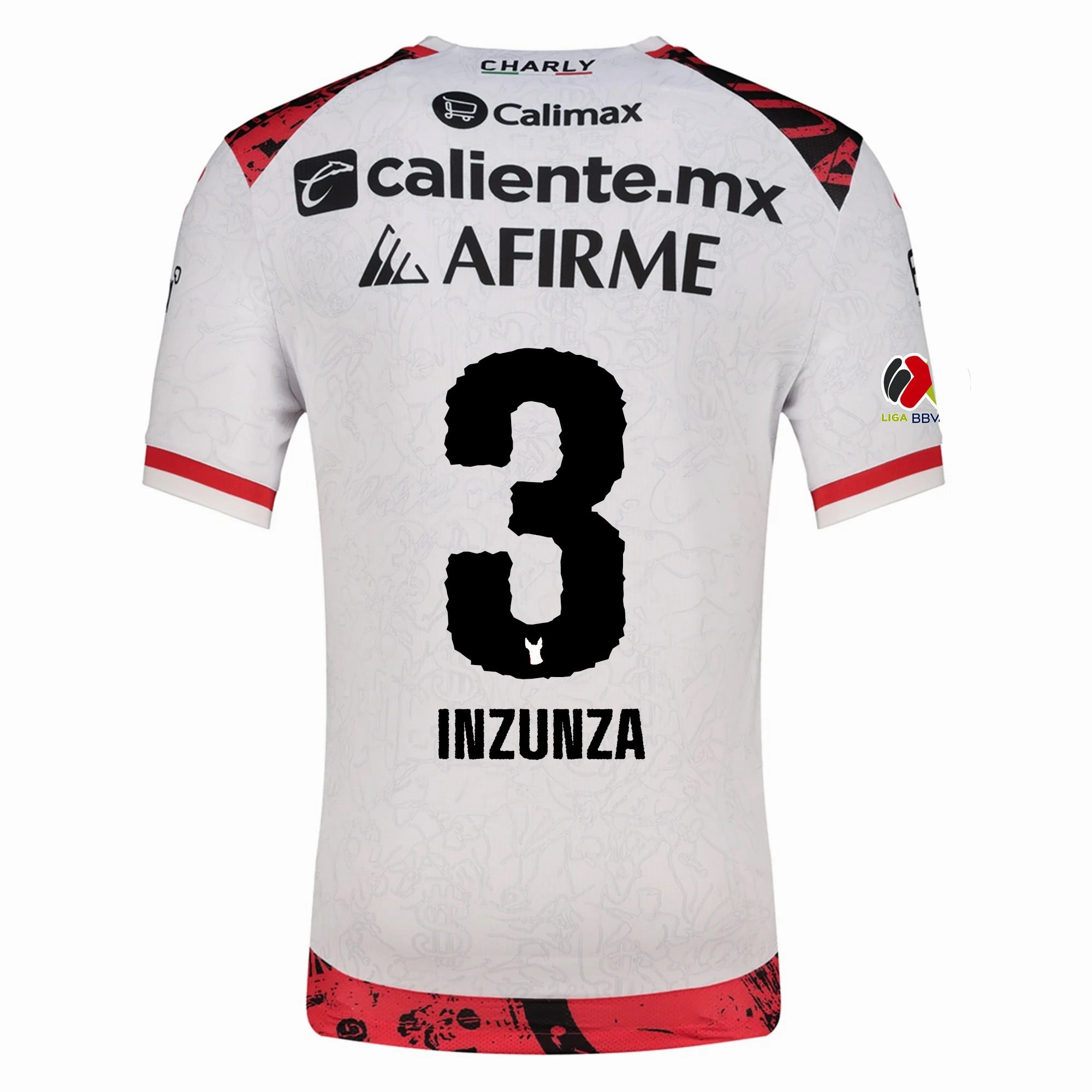 Charly Rafael Fernandez Inzunza Men's Xolos De Tijuana Away Jersey 25/26 w/ BBVA MX Patch (White) High Durability Weave