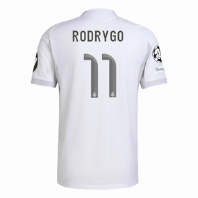 Court Style Air Flow adidas Rodrygo Real Madrid 25/26 Home Jersey w/ Champions League Patches (White)