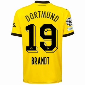 Antimicrobial Treatment Puma Borussia Dortmund Julian Brandt Home Jersey w/ Champions League Patches 23/24 (Cyber Yellow/Puma Black)