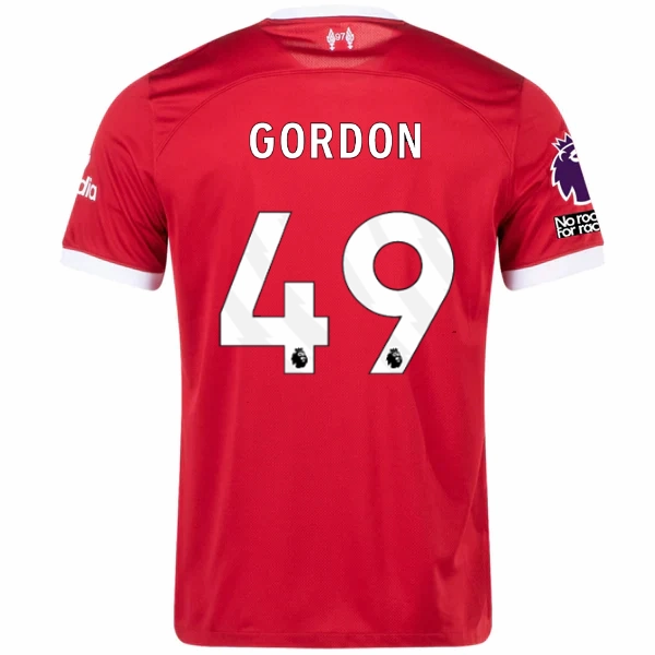 Nike Liverpool Gordan Home Jersey w/ EPL   No Room For Racism Patches 23/24 (Red/White) Wind Resistant Outer Layer Ultimate Performance