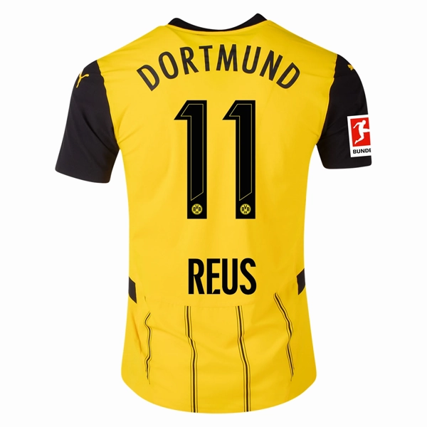 Ultraviolet Protection Fabric Puma Borussia Dortmund Authentic Marco Reus Home Jersey w/ Bundesliga Patch 24/25 (Faster Yellow/Puma Black)