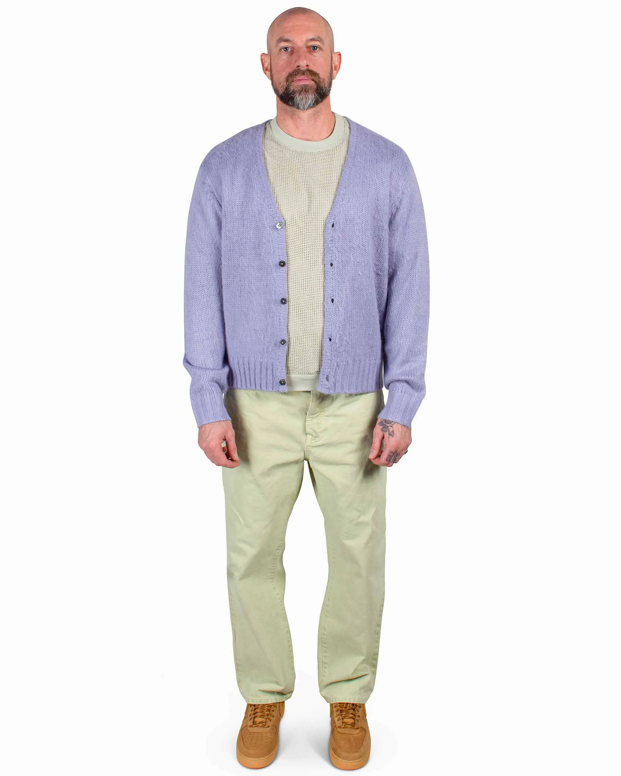 St??ssy Brushed Cardigan Lavender Versatile Style