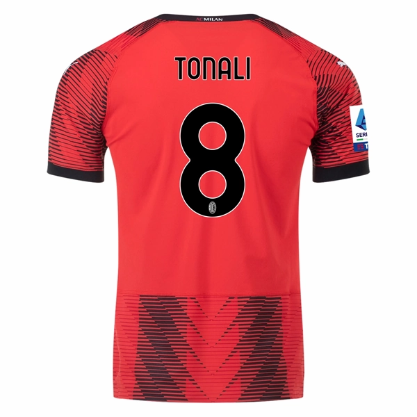 Puma AC Milan Authentic Sandro Tonali Home Jersey w/ Serie A Patch 23/24 (Red/Puma Black) Odor Control Yarn