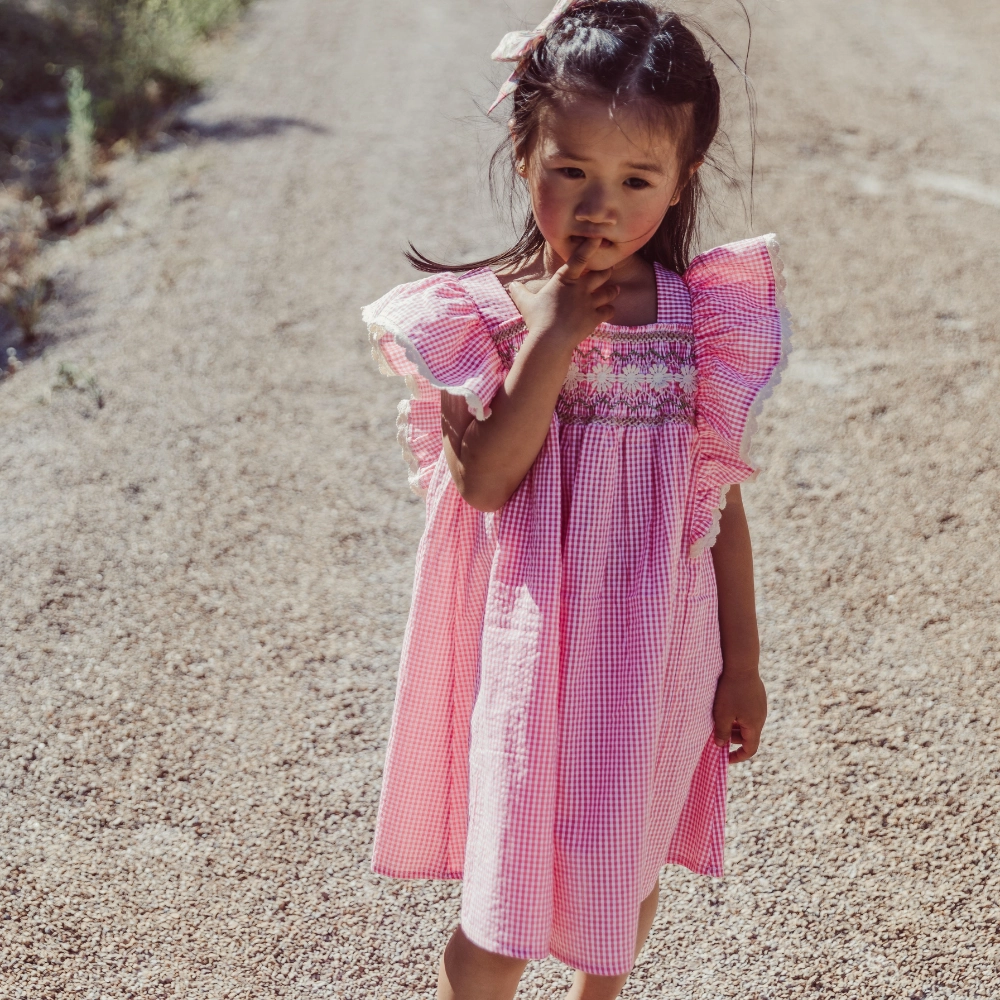 Stylish Fit Louise Misha Martine Dress, Pink Fragola Vichy