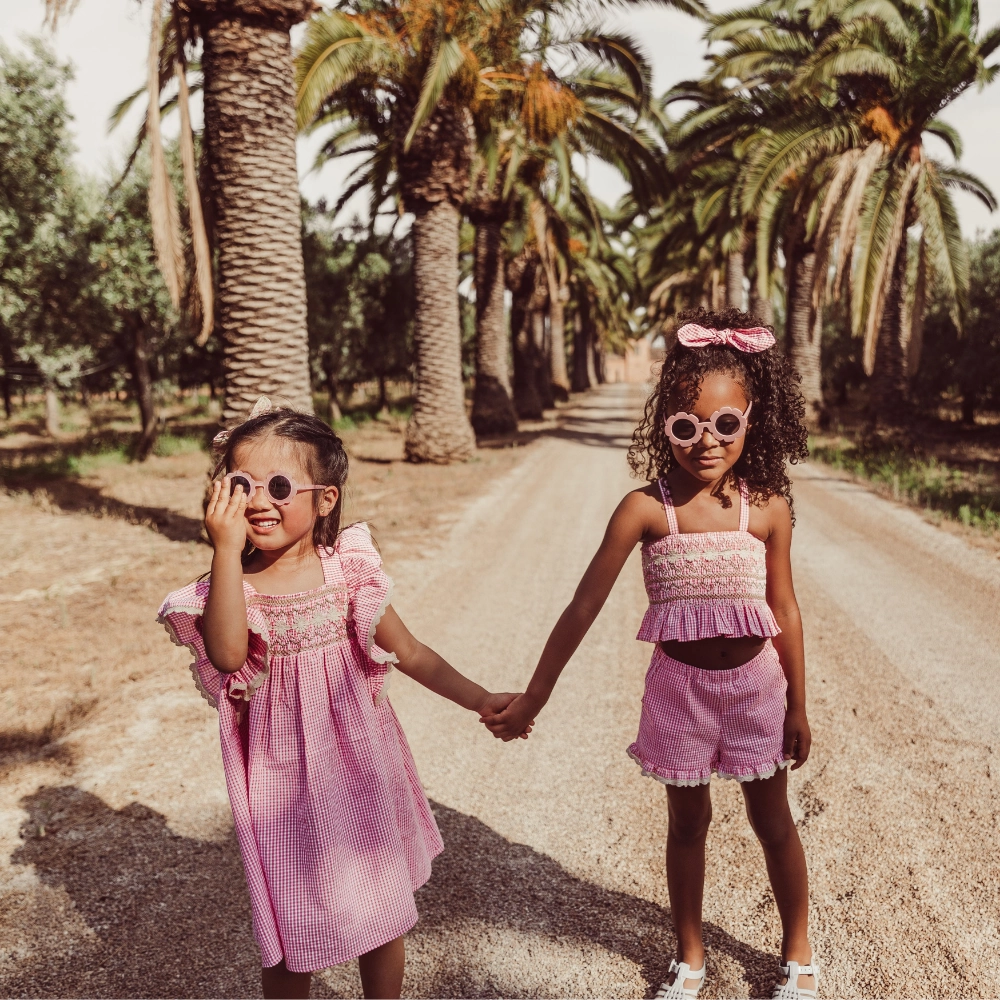 Louise Misha Martine Dress, Pink Fragola Vichy Feel Good Skin Touch