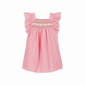 Louise Misha Martine Dress, Pink Fragola Vichy Collar Accent Outfit Core