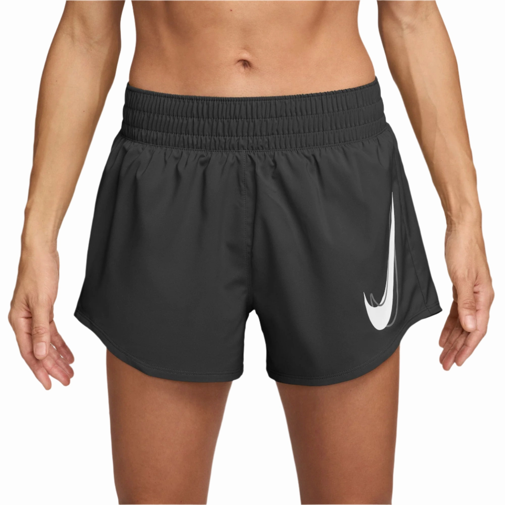 RollUpFasten Relax Fit Women's One Swoosh Dri-FIT Mid-Rise Brief-Lined Running Shorts