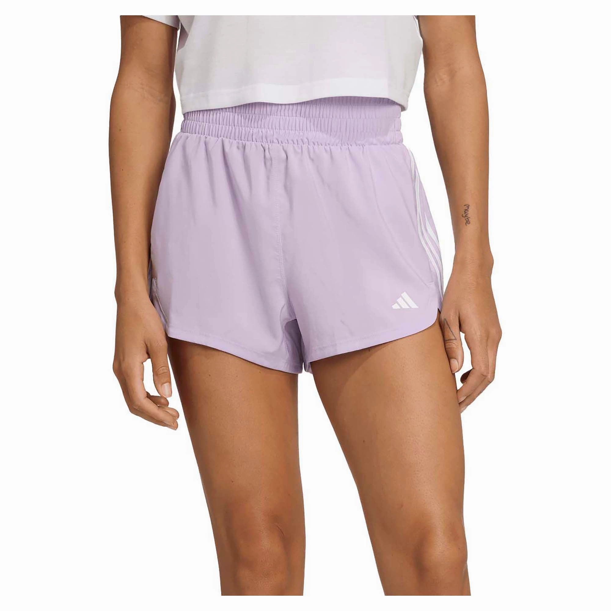 Women's Pacer Training 3-Stripes Woven High Rise 3 Inch Shorts clean look