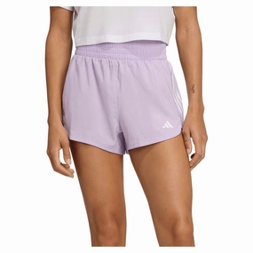 Contoured Cuff Design Women's Pacer Training 3-Stripes Woven High Rise 5 Inch Shorts