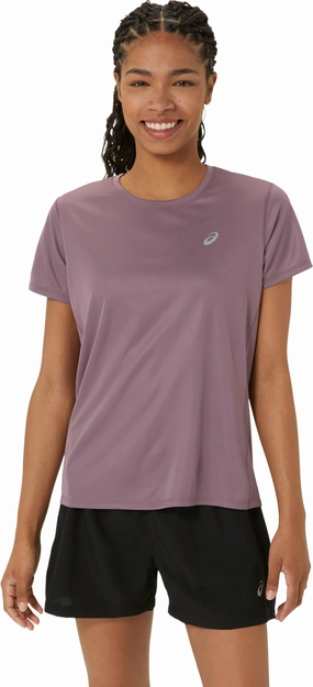 Breathable Yarn Composition Women's Silver Short Sleeve Top