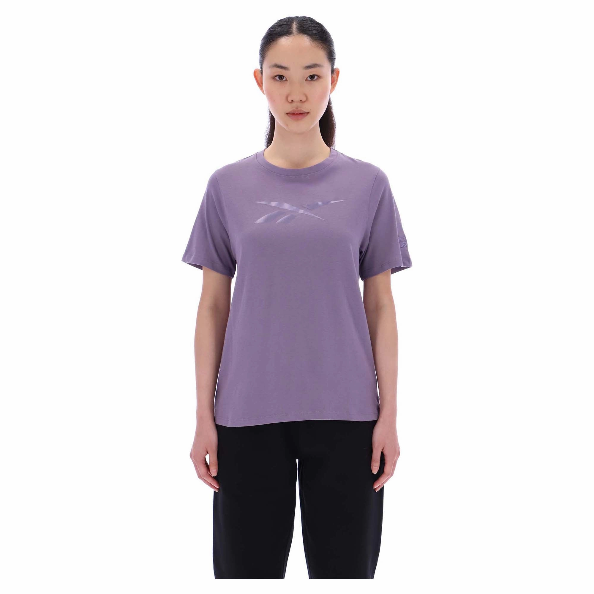 Double Stitched Hem Yarn Dyed Stripes Women's Tonal Logo Crew Neck Tee