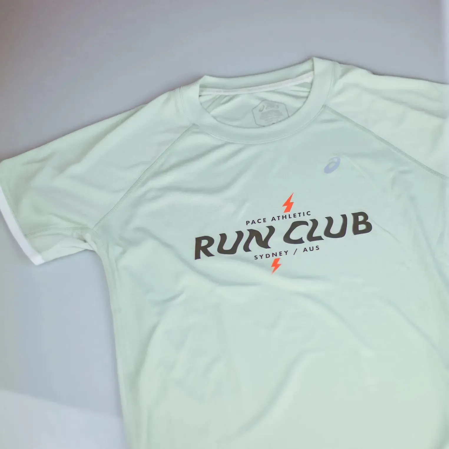 Womens ASICS x Run Club Icon Short Sleeve Top - Light Sage Trendy Hat