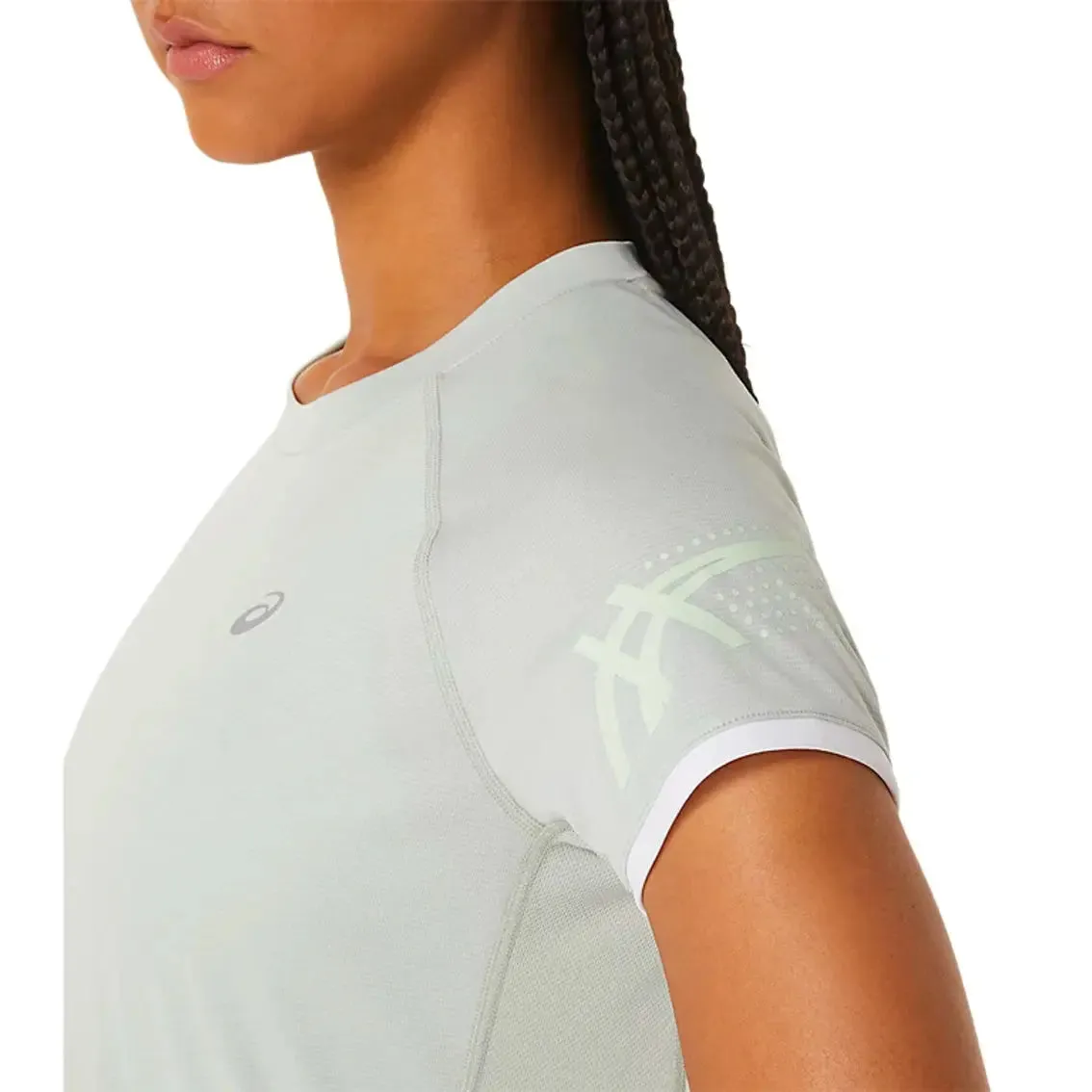 Womens ASICS x Run Club Icon Short Sleeve Top - Light Sage ZeroIrritationLabels