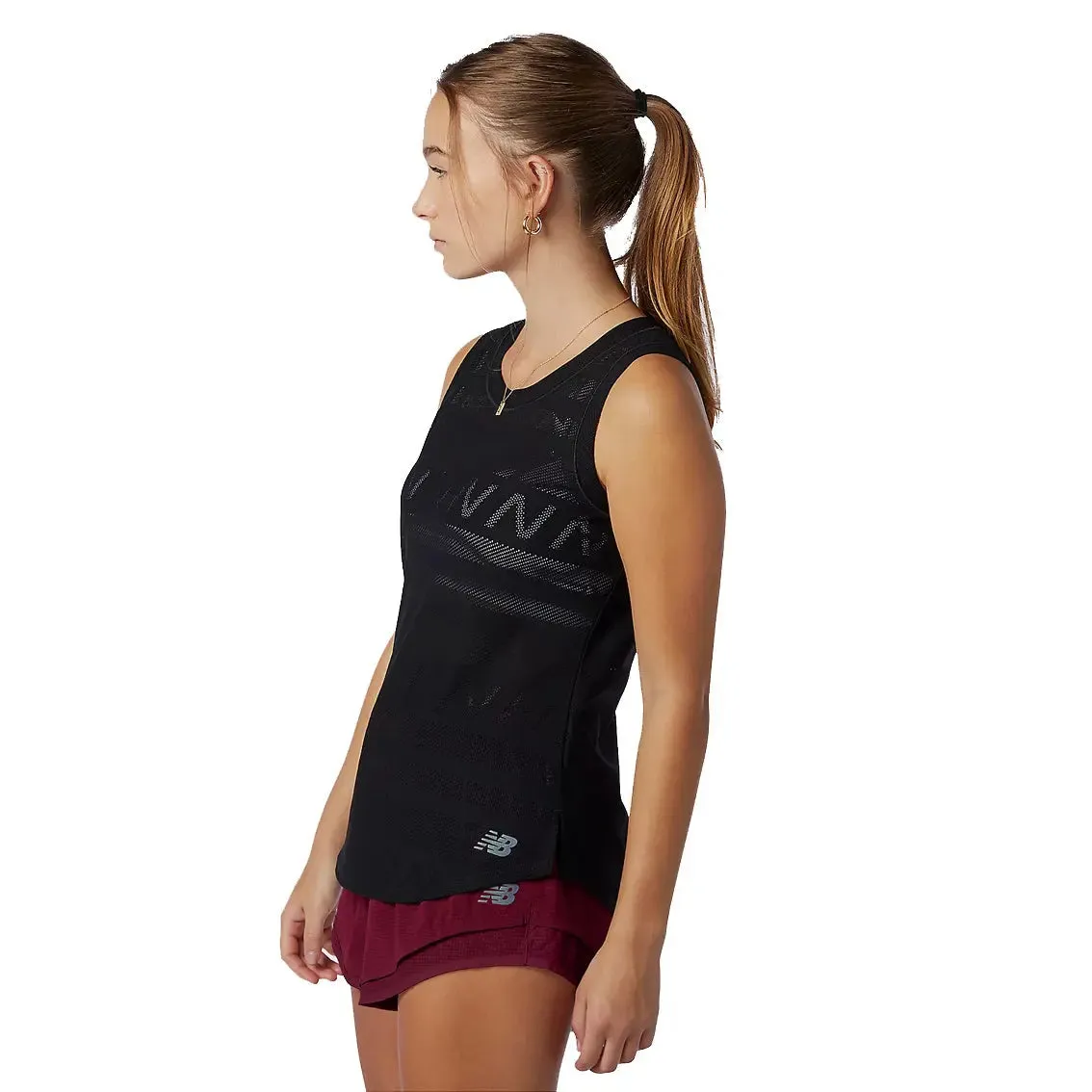 Womens New Balance Q Speed Jaquard Tank - Black Net Fit