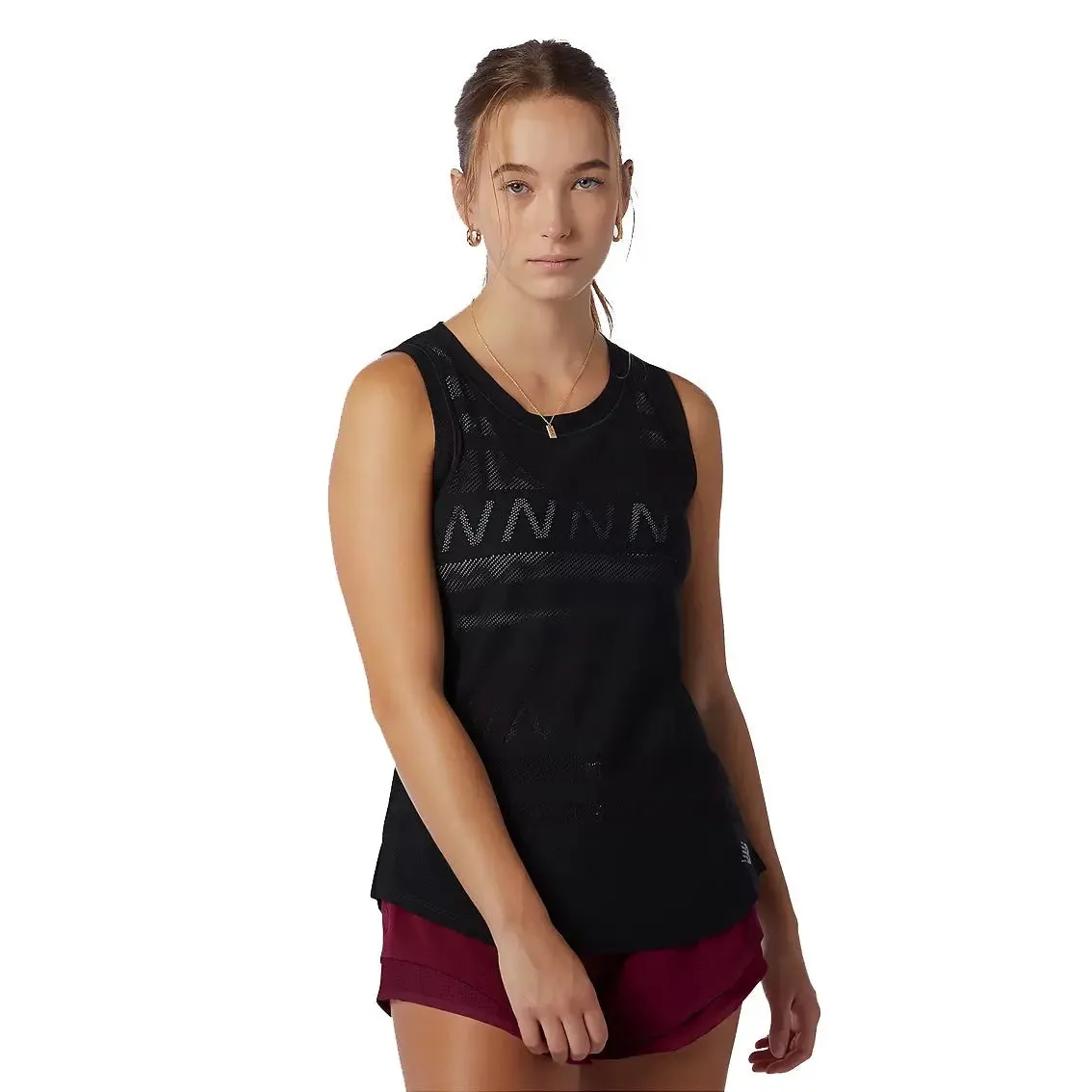 Womens New Balance Q Speed Jaquard Tank - Black british retro EasyAdjustStraps