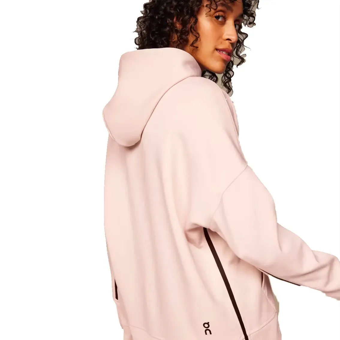 Womens On Running Hoodie - Doe / Black Global Glow DoubleLayeredEdging