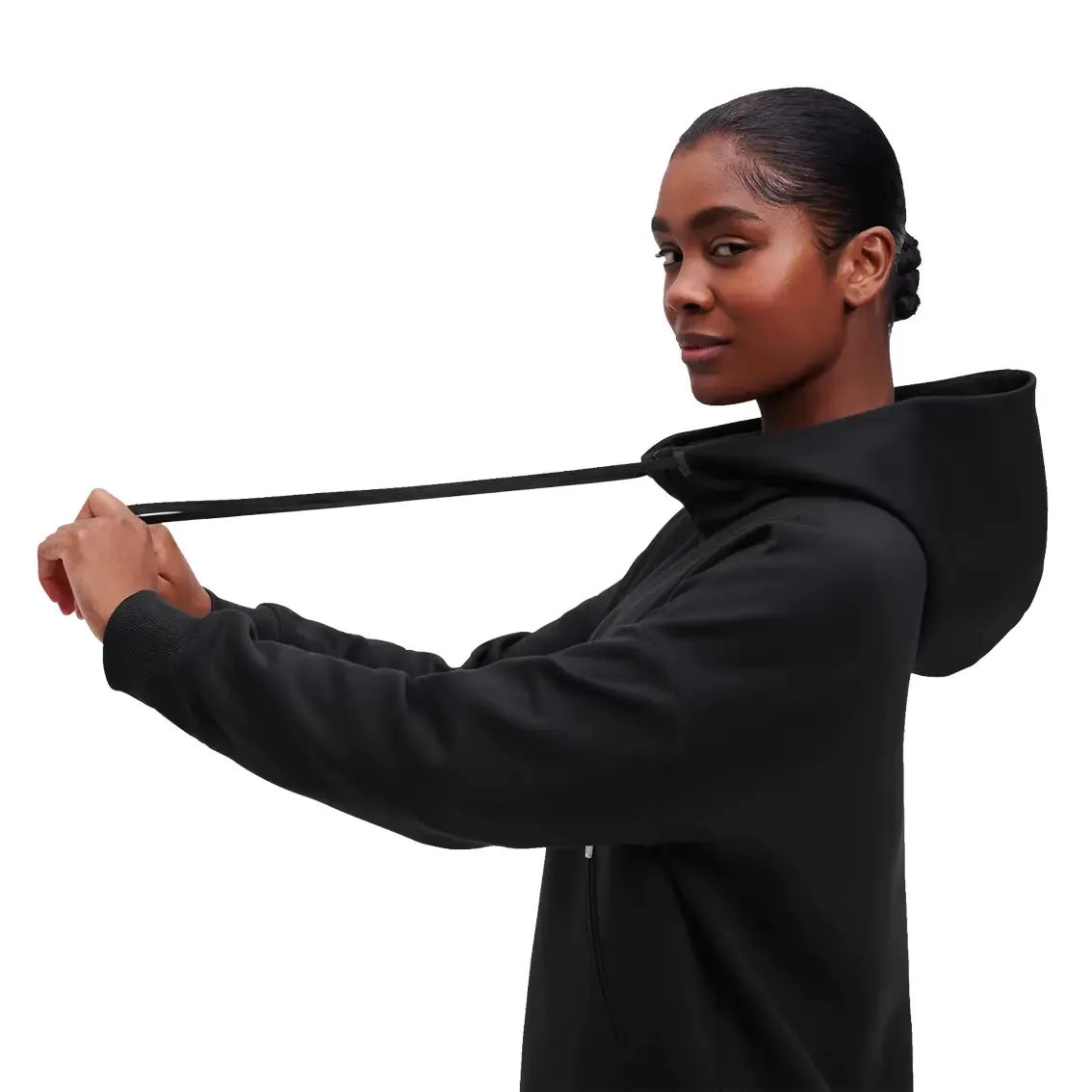 Creative Glow Womens On Running Zipped Hoodie - Black