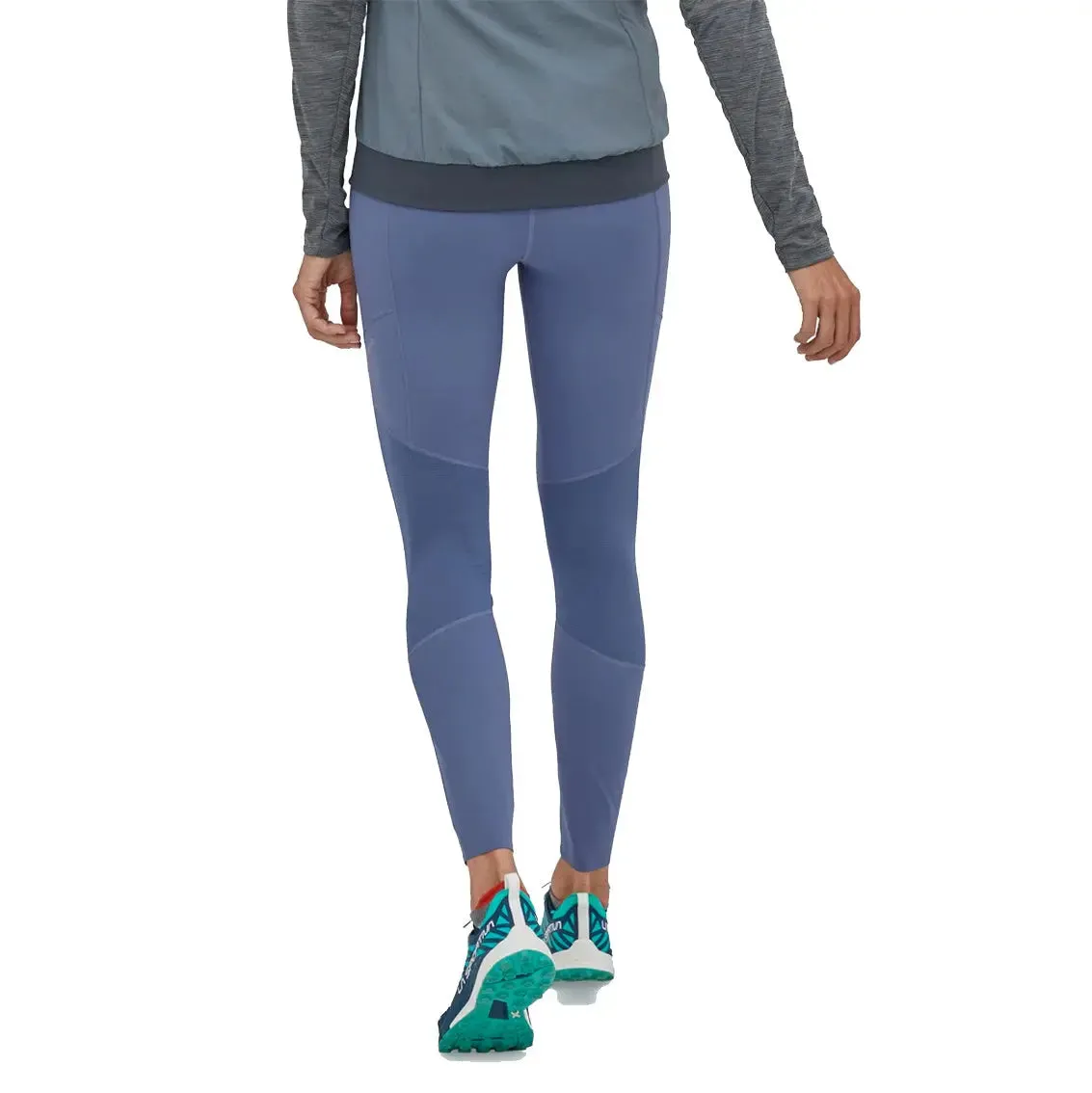 Womens Patagonia Endless Run 7/8 Tights - Current Blue Motion Core AbrasionResistant Material